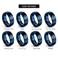 font options for inside engraving on blue petri dish rings