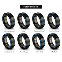 font options for inside engraving on gunmetal & blue petri dish culture rings