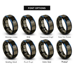 font options for inside engraving on gunmetal & blue petri dish culture rings