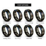 font options for inside engraving on gunmetal & blue petri dish rings