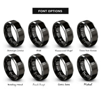 font options for inside engraving on black & silver petronas towers rings