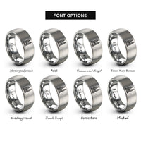 font options for inside engraving on silver petronas towers rings