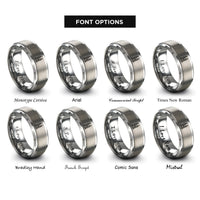 font options for inside engraving on grey petronas towers rings