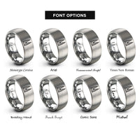 font options for inside engraving on silver petronas twin towers rings