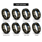 font options for inside engraving on gunmetal & blue petronas twin towers rings