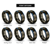 font options for inside engraving on gunmetal & blue petronas twin towers rings