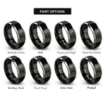 font options for inside engraving on black & silver petty officer chevron rings