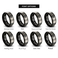 font options for inside engraving on black & silver pharmacist rx emblem rings