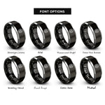 font options for inside engraving on black & gray pharmacist rx emblem rings