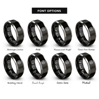 font options for inside engraving on black & gray pharmacist rx emblem rings