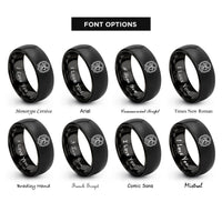 font options for inside engraving on black pharmacist rx emblem rings
