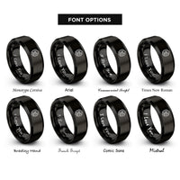 font options for inside engraving on black pharmacist rx emblem rings