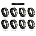 font options for inside engraving on black & grey pharmacy crest rings