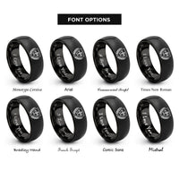 font options for inside engraving on black pharmacy crest rings