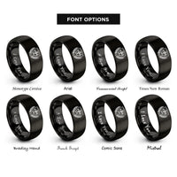 font options for inside engraving on black pharmacy crest rings