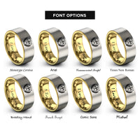 font options for inside engraving on gold & grey pharmacy crest rings