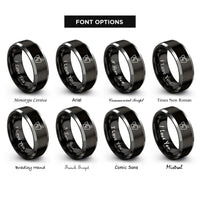 font options for inside engraving on black & grey pharmacy rx rings