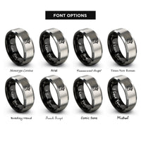 font options for inside engraving on black & silver pheasant rings