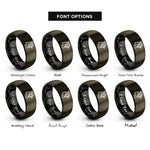 font options for inside engraving on gunmetal & black pheasant rings