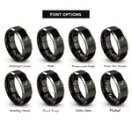 font options for inside engraving on black & silver pheasant rooster rings