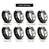 font options for inside engraving on black & gray pheasant rooster rings