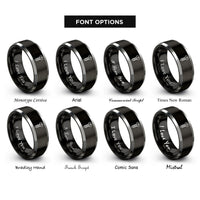font options for inside engraving on black & silver phillips screw rings