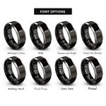font options for inside engraving on black & silver phillips screw rings