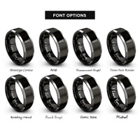 font options for inside engraving on black & silver phillips screw rings