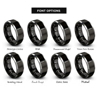 font options for inside engraving on black & silver phillips screwdriver rings