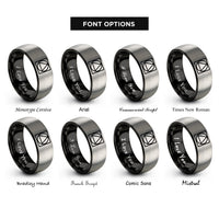 font options for inside engraving on black & silver philosophers stone rings