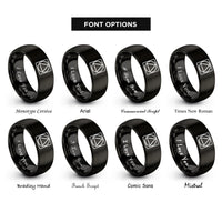font options for inside engraving on black philosophers stone rings