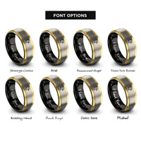 font options for inside engraving on black & gold & silver phoenix rings