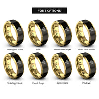 font options for inside engraving on black & gold phoenix rings