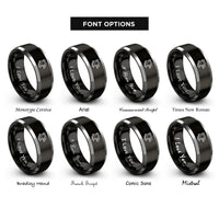 font options for inside engraving on black & gray phoenix rings
