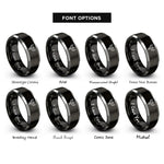 font options for inside engraving on black & grey phoenix rings