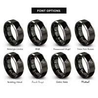 font options for inside engraving on black & grey phoenix rings