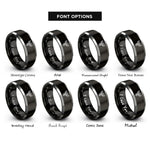font options for inside engraving on black & gray phoenix rings