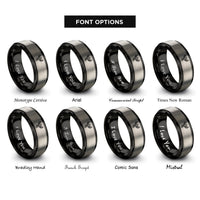 font options for inside engraving on black & gray phoenix flight rings