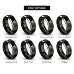font options for inside engraving on black & silver phoenix flight rings