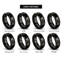 font options for inside engraving on black phoenix flight rings