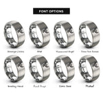 font options for inside engraving on silver phoenix flight rings