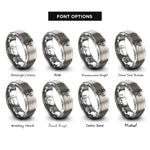 font options for inside engraving on grey phoenix rings