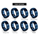 font options for inside engraving on blue phosphate po4 rings