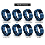 font options for inside engraving on blue phosphate po4 rings