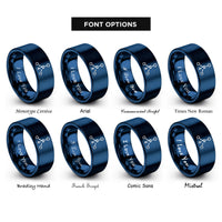 font options for inside engraving on blue phosphate po4 rings
