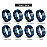font options for inside engraving on blue phospholipid bilayer icon rings
