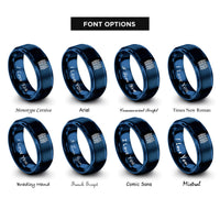 font options for inside engraving on blue phospholipid bilayer icon rings