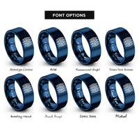 font options for inside engraving on blue phospholipid bilayer icon rings