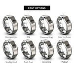 font options for inside engraving on grey phospholipid bilayer icon rings