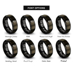 font options for inside engraving on gunmetal & black phosphorus rings
